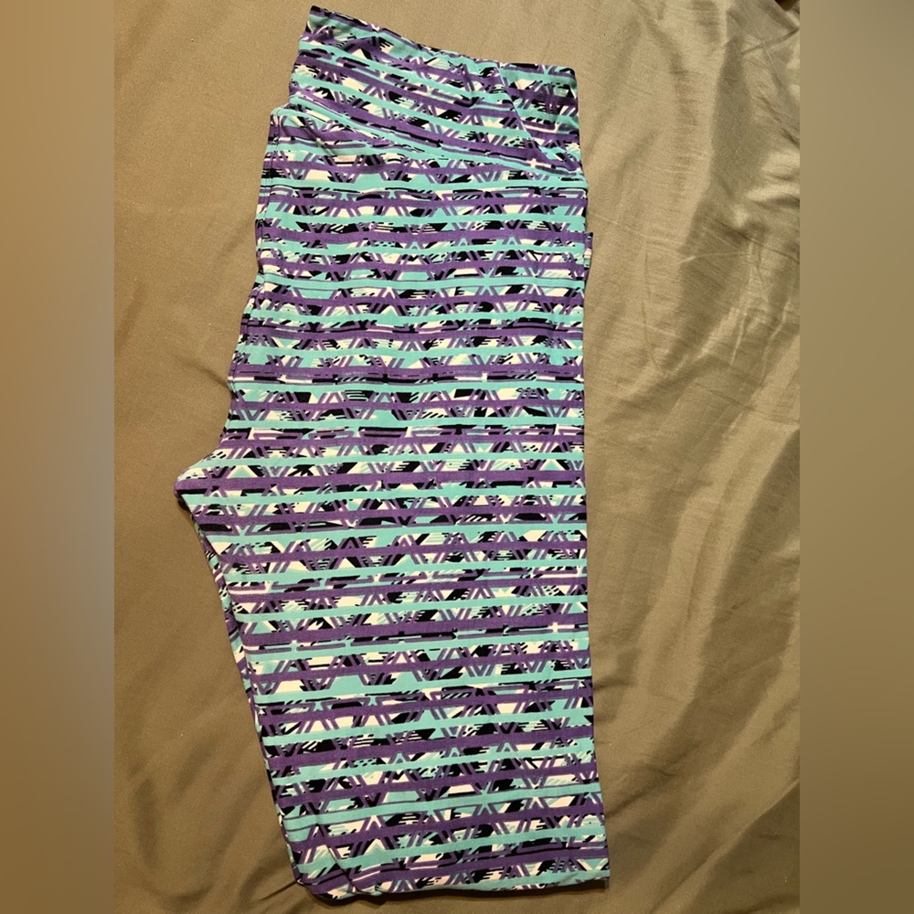 LuLaRoe Purple and Teal Geometric Fabric